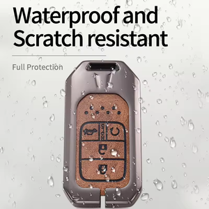 Porte-clés de voiture en alliage de zinc de luxe étui en cuir en métal couverture pour Honda city civic accrd crv jazz protéger - Product Image 4