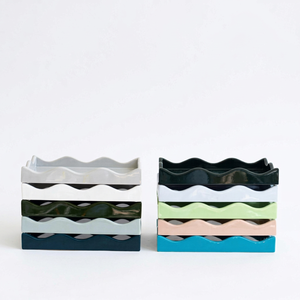 Plateau carré en MDF laqué, écologique et luxueux, pour la décoration de la maison, ensemble personnalisé en gros pour le service, motif bicolore - Product Image 1