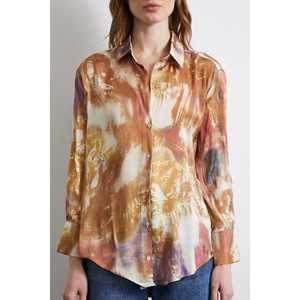 Chemise en satin à motif lilas pour femme, chemisier décontracté à boutons, à porter au quotidien - Product Image 5