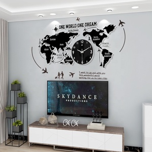 Reloj de pared de lujo para decoración del hogar, hierro metálico, grande, 3D, luminoso, <span class=keywords><strong>mapa</strong></span> del <span class=keywords><strong>mundo</strong></span>, arte de pared, compra de Relojes de pared nórdicos - Product Image 2