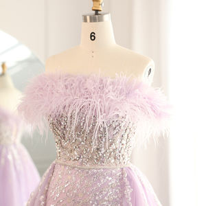 Sharon ha detto SS252 lusso Dubai piume lilla abito <span class=keywords><strong>da</strong></span> sera con gonna laterale spacco <span class=keywords><strong>verde</strong></span> donna abiti <span class=keywords><strong>da</strong></span> festa di nozze - Product Image 3