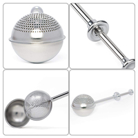 Infuseur à thé en acier inoxydable 304 avec poignée télescopique 18,2 cm, filtre à thé en vrac à trous fins et larges, demi-maille 5 cm