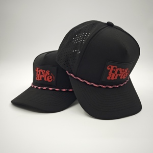 Exceptional Five Panel Solid <b>Waterproof</b> Golf <b>Hat</b> Custom Silicone Emblem Low MOQ OEM Laser Perforated Breathable Running Cap Wear - Product Image 4