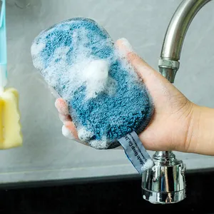 Eco-friendly Kitchen Microfiber Cleaning Dishwashing Sponge Cleaning Sponge Dish Reusable Scrubbing Kitchen Sponge