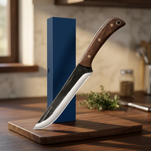 Couteau de chasse Apex Blades International, forgé à la main en acier carbone, avec manche en bois, finition satinée, 8-9,9 pouces, pour droitier. - Product Image 3