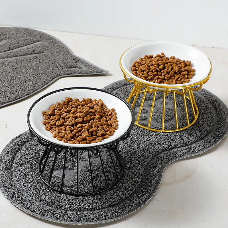 Bol pour animaux de compagnie en céramique de style nordique-bol de nourriture pour chat en céramique surélevée avec protection du cou des collations et plat d'alimentation pour chat anti-déversement