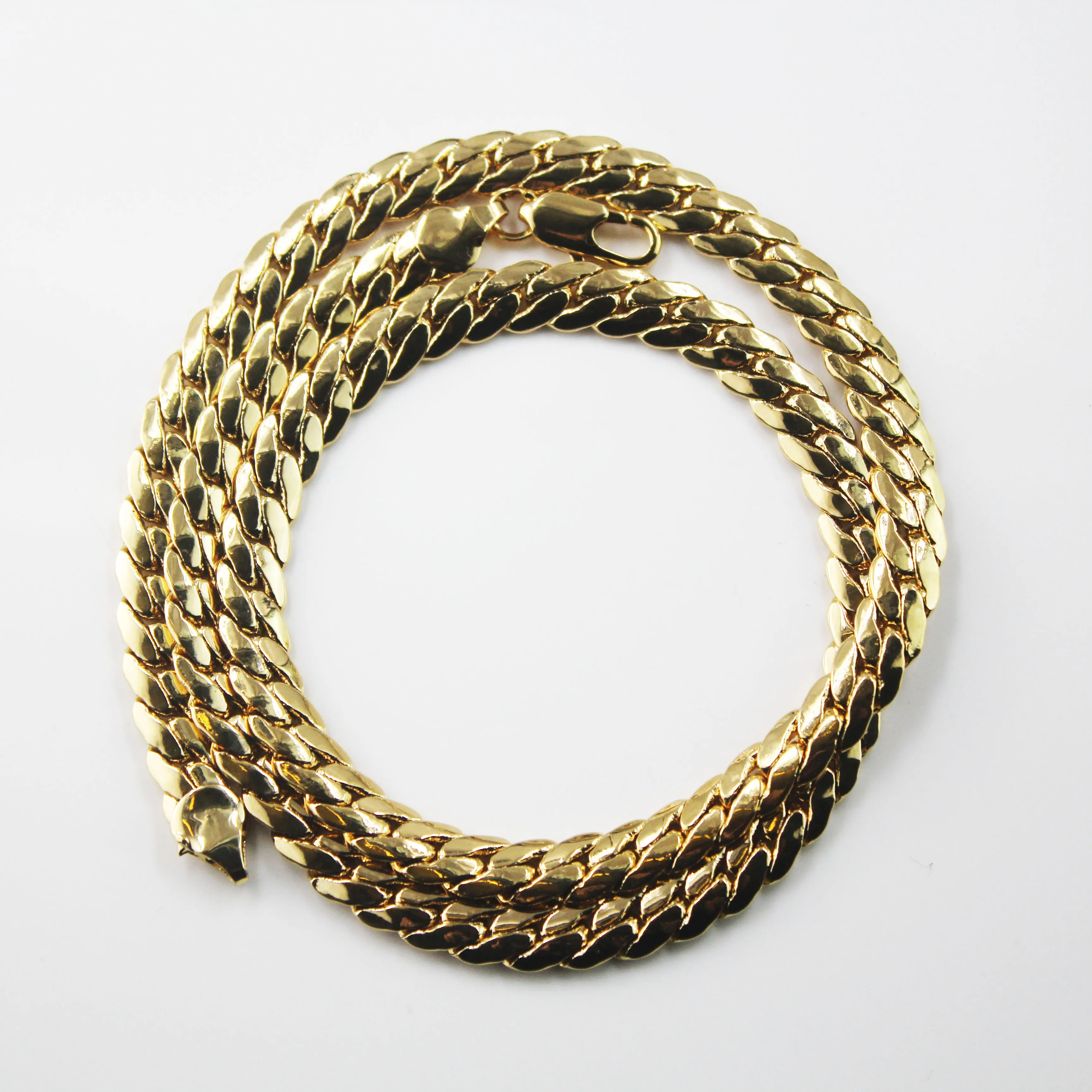 BMZ 60*0.7cm 18K gerçek altın iyon kaplama düz yuvarlak yılan kolye orta düz altın yılan zinciri