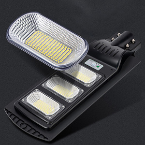 Lampe solaire de rue Harumori 30W LED intégrée pour extérieur, jardin, avec détection de mouvement - Product Image 1