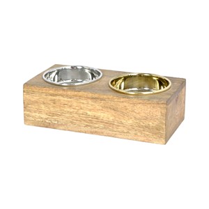 Mango Wooden <b>Cat</b>/Dog <b>Feeder</b> with Dual Stainless Steel Bowls Pet Dish Set with Stand for Water and food bowl - Product Image 2