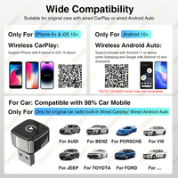 Adaptador Inalámbrico JMC Mini Carplay Android Auto Compatible con Google Maps y Control por Voz para Skoda Volkswagen