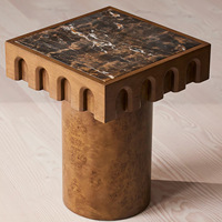 Table d'appoint de luxe pour salon, style design moderne, table d'angle en bois pour villa, table basse avec plateau en marbre