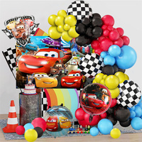 Jeu de ballons en latex sur le thème de la voiture Rouge Noir Jaune Décoration de fête d'anniversaire Décoration de ballons Toile de fond