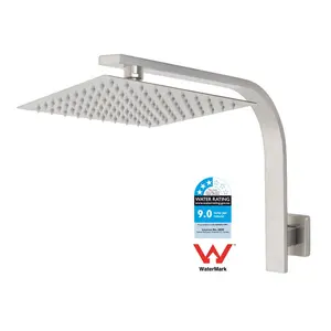 Nóng Bán Brushed Nickel Vòi Hoa Sen Head Wall Mounted Arm Úc WELS WaterMark Tắm Set