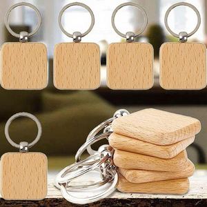 Porte-clés en bois de hêtre personnalisés de haute qualité, petits cadeaux créatifs, fournitures artisanales pour la gravure laser et l'impression DIY - Product Image 3