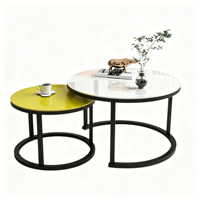 Table d'appoint gigogne moderne en fer forgé, ensemble de tables basses de luxe pour la maison, l'appartement et l'hébergement touristique
