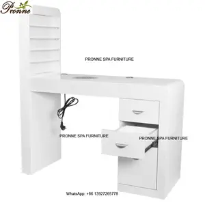 Sıcak satış modern stil beyaz dayanıklı güzellik salonu mobilyası fan ile çivi manikür masası çift
