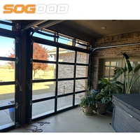 Porte de garage moderne sans cadre, résistante aux ouragans, avec isolation thermique et verre trempé pour villas