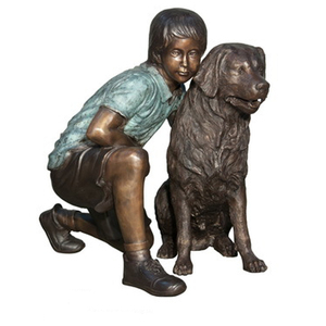 Fornitore cinese di vita dimensione del bronzo ragazzo con <span class=keywords><strong>la</strong></span> statua del cane - Product Image 4