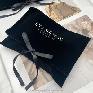Sac en velours suédé sur mesure de haute qualité pour cosmétiques, sacs en tissu satiné pour emballage de mèches de cheveux et de perruques - Product Image 1