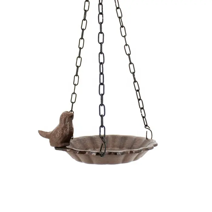 Artisanat en métal antique bain d'oiseau de jardin suspendu en fonte/mangeoire à oiseaux en métal pour l'extérieur Patio cour jardin Villa décoration