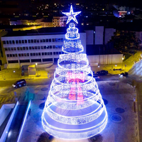 Sapin de Noël en fer forgé éclairé par LED, 16 mètres, design de luxe, avec étoile en sommet, ruban et nœud décoratif pour fêtes de fin d'année, éclairage festif