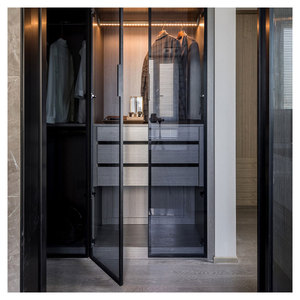 Factory Kitchen <strong>Furniture</strong> Customized Make <strong>Black</strong> Painting Space-Saving Wardrobe <strong>Black</strong> PET <strong>Gloss</strong> Wooden Wardrobe - Product Image 6