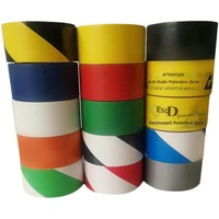 Pita Peringatan Perekat Akrilik PVC Pola Zebra Garis Isolasi Penanda Lantai 4833 Tabung Putih Tahan Air