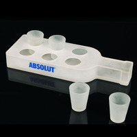 Support à verres à shot et porte-bouteilles en acrylique portable personnalisé à 6 compartiments pour présentation et rangement en bar