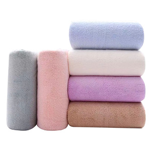 Toalla de baño de lana coralina, 70x140cm, de secado rápido, color sólido, para uso doméstico - Product Image 4
