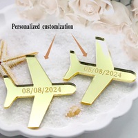 Breloques avion personnalisées en acrylique miroir pour invitations de mariage à destination, étiquettes avion personnalisées, invitation DIY