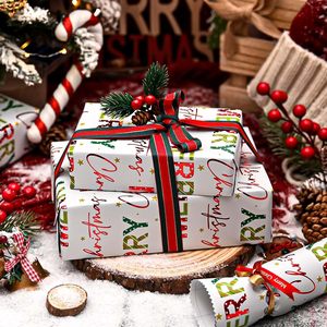 Merry Christmas <b>Wrapping</b> <b>Paper</b> 17 In X 32.8 Ft Double Side Recyclable Gift Craft <b>Paper</b> For Holiday Packaging - Product Image 6