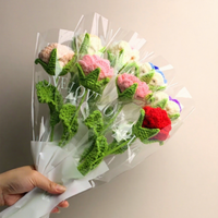 Gehaakt rozenboeket Geweven kunstboeket Vervaagt nooit Handgemaakte kleurrijke bloemen Valentijnsdag Cadeau voor de Dag van de Leraar