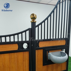 पर्यावरण के अनुकूल बांस मॉड्यूलर हॉर्स स्टाल पैनल गैल्वेनाइज्ड फ्रेम आधुनिक प्रीफैब घोड़े स्थिर मोर्चों - Product Image 5