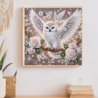 5D Gedeeltelijke Boor Diamant Schilderij Kit 30x30cm Witte Uil Roos Bloem DIY Kristal Strass Diamant Kunst voor Volwassenen Huisdecoratie