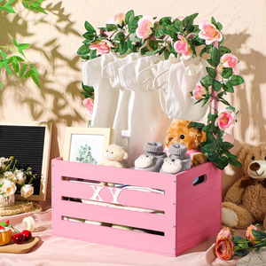 Cestino in legno Baby Shower cesta armadio con manico e ghirlanda custodia cesto regalo per ragazze <span class=keywords><strong>nome</strong></span> personalizzato - Product Image 4