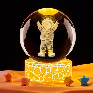 Chaude 6cm point système solaire voie lactée lune 3D boule de cristal LED enfichable maison veilleuse Laser sculpture originalité cadeau d'anniversaire - Product Image 2