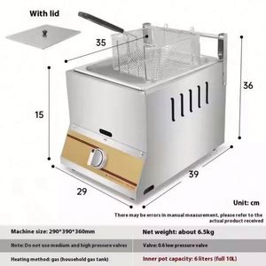 2 Tank 2-Basket 12L Cylinder Gas <b>Fryer</b> with Stainless Steel Construction and Energy-Saving Burner Food Processing <b>Machinery</b> - Product Image 4