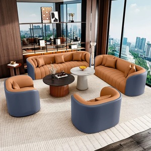 Sofá Modular de Cuero Personalizable con Asientos Profundos, Juego de Sofás para Sala de Estar en Varios Colores 1+<span class=keywords><strong>2</strong></span>+<span class=keywords><strong>3</strong></span>+4 para Apartamento, Hotel, Villa - Product Image 4