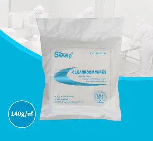 1004d 140gsm Class 100 100% Polyester 4x4 Inch Cleaning Wipes Cleanroom Wipers 4" X 4"