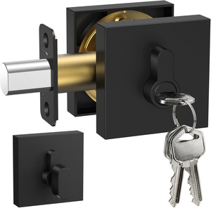 Cerradura de Alta Seguridad Impermeable Antirrobo de Aleación de Zinc Negro Mate, Cilindro Único Cuadrado, Grado ANSI 3, 3 Llaves, para Hogar/Hotel - Product Image 1