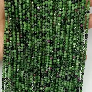 Natural Gemstone Suppliers High Quality Ruby Emerald Cut Round Beads for Women Bracelet Necklace Making