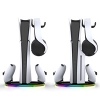 Station d'accueil chargeur PG-P5S045 pour PS5 Slim Console de jeu contrôleur Base de charge support Vertical avec éclairage RVB