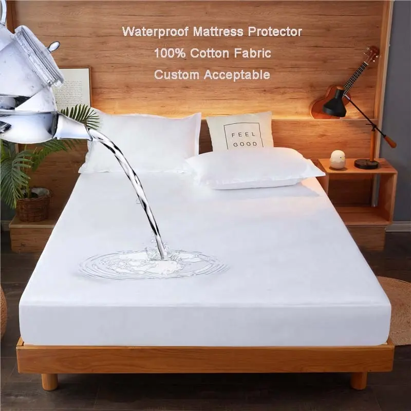 Cheap 100% cotton fabric waterproof hotel home hospital bed mattress protector fitted sheet