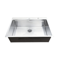 Évier de cuisine en acier inoxydable 304 à cuve unique, fait à la main, à poser sur le comptoir, pour la cuisine, prix