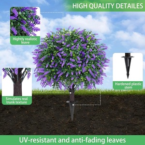 LUYI Palla di Lavanda Artificiale Anti-UV con Picchetto, Pianta Sempreverde per Decorazione Esterna di Portico e <span class=keywords><strong>Giardino</strong></span> - Product Image 3