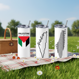 Vasos rectos de 20 oz con impresión UV de Palestina Libre, vasos personalizados de solidaridad con Palestina Libre, tazas de café, vasos para coche - Product Image 1