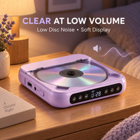 Système audio haute fidélité, lecteur de CD portable classique rechargeable avec batterie, nouveauté, couleur violette, avec écouteurs