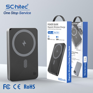 Schitec เครื่องชาร์จมือถือระบบแม่เหล็ก10000mAh แบบพกพาได้บางเฉียบ15W 20W วัสดุที่ปลอดภัยอลูมิเนียมอัลลอยด์ทนความร้อนธนาคารพลังงานไร้สาย