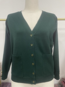 Cardigan da <span class=keywords><strong>Donna</strong></span> con <span class=keywords><strong>Scollo</strong></span> a <span class=keywords><strong>V</strong></span> Classico, Design Speciale con 3 Bottoni sul Polsino e Tasche, Maglione Liscio con Tasche, Vendita Speciale nel Regno Unito - Product Image 5