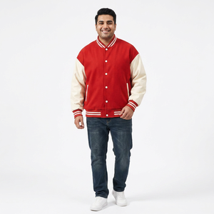 Veste universitaire en laine véritable pour homme, manches en cuir, col montant, toile, veste d'hiver jaune pour l'école, le collège, le baseball - Product Image 1